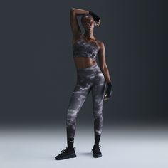 These leggings are made with midweight, peachy-soft fabric that stretches with your every move and dries quickly. Nonsheer and high-waisted, they help keep your butt covered—even in your deepest bend. Leopard Nikes, Shiny Black Leggings, Nike High, Shiny Leggings, Nike Leggings, Women Lifestyle, Blue Nike, High Rise Leggings, Tie Dye Print