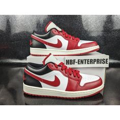 Nike Air Jordan 1 Low Retro Red Black White Women's Size 11 / Mens 9.5 Red Jordans Low, Air Jordan 1 Lows Red, Air Jordan 1 Low Gym Red, Red Leather Low-top Jordan Shoes, Air Jordan 1 Low Red Black, Nike Air Vapormax 2019, Womens Basketball Shoes, Nike Air Jordan 1 Low, Nike Sneakers Women