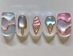 Foil Nail Art Designs Ideas, Foil Nail Art Designs, Daisy Acrylic Nails, Nail Art Printer, Chic Nail Art, Foil Nail Art, Art Designs Ideas