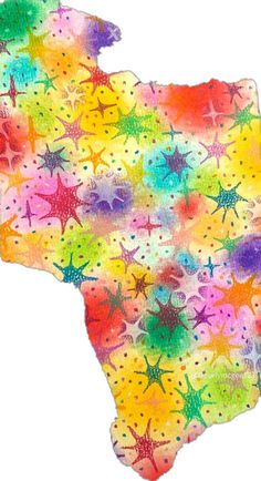 the map of india with colorful stars and dots on it's sides, all in different colors