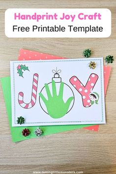 handprint joy craft free printable christmas ornament card for kids to make