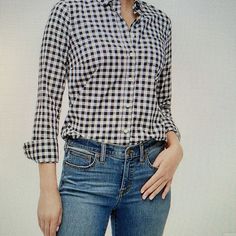 Black Gingham Button Down J Crew Size Small Brand New With Tags Fitted Tops With Button Cuffs For Everyday, Fitted Top With Button Cuffs For Everyday, Plaid Tops With Snap Buttons For Work, Plaid Casual Tops For Business, Plaid Tops For Business Casual, Plaid Casual Top For Business Casual, Plaid Button Closure Workwear Top, Plaid Tops With Button Cuffs For Work, Plaid Top With Button Closure For Business Casual