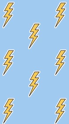 yellow lightning stickers on a blue background