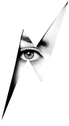 an image of a woman's eye with the letter m on it, in black and white