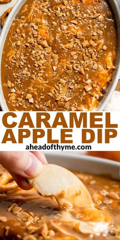 this caramel apple dip is the perfect dessert for fall and it's made with only 3 ingredients