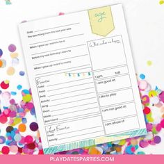 a printable birthday party game with confetti