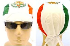 Mexico Doo Rag with Mexican Flag Emblem on Headwrap. Celebrate Cinco De Mayo Fiesta. 100 percent Cotton. One size fits many. Unisex design for teens, adult men or women. Caps also referred to as: headwrap, durag, bandana hair wrap, biker skull cap. Flap to help protect neck from sun and helmet burn. Lightweight enough to fit under many motorcycle and football helmets. Ties in the back to help provide a secure fit. OTHER USES: Sports and Athletic Events, Sleeping Cap, Motorcycle Bikers, Chemother Traditional White Cotton Bandana, Traditional White Bandana With Bandana Print, White Cotton Bandana One Size Fits Most, Casual White Cotton Headwrap, Adjustable White Cotton Bandana, White Cotton Bandana, Bandana Hair Wrap, Sleeping Cap, Bandana Hair