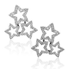 Alex Soldier Trinity Diamond Star Stud Earrings Luxury Star-shaped Fine Jewelry, Luxury Star-shaped Diamond Earrings With Accents, Elegant Silver Star-shaped Diamond Earrings, Elegant Star-shaped Cubic Zirconia Diamond Earrings, Elegant Star-shaped Diamond White Earrings, Celestial Diamond Earrings With Accents, Celestial Diamond Earrings With Diamond Accents, Elegant White Gold Star-shaped Diamond Earrings, Elegant Star-shaped White Gold Diamond Earrings