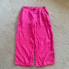 Zara Hot Pink Linen Ankle Length Pants Size S Small. Nwot. Summer Straight Pants With Pull-on Style, Stretch Pink Bottoms With Pull-on Style, Pink Cotton Cropped Leg Pants, Pink Cropped Cotton Pants, Solid Color Cropped Leg Pull-on Pants, Pink Wide Leg Ankle-length Pants With Elastic Waistband, Pink Ankle-length Wide Leg Pants With Elastic Waistband, Wide-leg Summer Capris, Pink Stretch Wide Leg Pants With Elastic Waistband