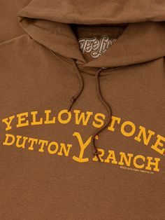 Your New Favorite Hoodie Looking to stay warm and cozy while watching Rip Wheeler and John Dutton dish out some cold, Montana-styled payback? We've got you covered! Our team paid tribute to the award-winning Yellowstone series with a comfortable pullover hoodie featuring the "Yellowstone Dutton Ranch" text, and hooked rocking "Y" cattle brand graphic. For the complete vintage look and feel of this Yellowstone Dutton Ranch hoodie - we've printed the design on a soft, Golden Pecan hoodie. Poly/Cot Yellowstone Dutton Ranch Sweatshirt, Fall Throwback Fan Gear Hoodie, Throwback Hoodie For Fall Fan Gear, Throwback Fan Gear Hoodie For Fall, Yellowstone Series, Cattle Brands, Tall Women, Best Love, Mens Big And Tall