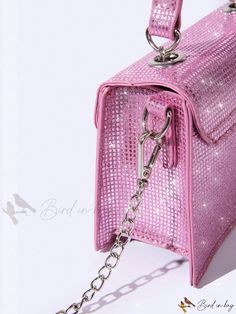 Bird in Bag - Fashionable Sequin Detail Flap Square Bag Trendy Party Satchel, Trendy Party Satchel Bag, Trendy Shoulder Box Bag For Party, Pink Square Box Bag For Party, Pink Crossbody Shoulder Bag For Party, Summer Party Bag With Detachable Strap, Trendy Party Shoulder Bag With Detachable Handle, Summer Party Bags With Detachable Strap, Trendy Rectangular Satchel For Party