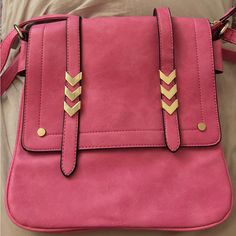 Brand New! Nwot Fabric Type Faux Leather Closure Type Zipper Dimensions: 10" (W) X 10.5" (H) X 2" (D) Capacity: 3 Pounds Zipper Closure With Magnetic Snap Button Flap Adjustable Shoulder Strap With 25" Drop Faux Leather & Gold Tone Hardware 1 Zipper Pocket & 1 Slip Pocket Inside Casual Pink Satchel, Pink Crossbody Satchel With Adjustable Strap, Trendy Pink Satchel With Zipper Closure, Chic Pink Satchel For School, Chic Pink School Satchel, Pink Crossbody Satchel, Casual Pink Satchel With Zipper Closure, Bubblegum Pink, Snap Button