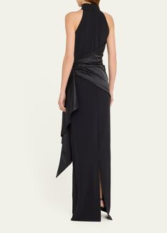 Chiara Boni La Petite Robe Gudairi Ra Draped Halter Column Gown - Bergdorf Goodman Formal Pre-draped Gown With Pleated Back, Formal Ruched Full-length Evening Dress, Formal Full-length Ruched Evening Dress, Formal Pre-draped Maxi Dress With Pleated Back, Formal Full Length Ruched Evening Dress, Pre-draped Pleated Back Gown For Gala, Pre-draped Gown With Pleated Back For Gala, Formal Draped Dresses With Pleated Back, Formal Pre-draped Gown With Ruched Bodice