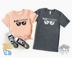 Soft, comfy, and high-quality unisex & women's daily or travel apparel shirts and women's racerback tanks. Baecation Matching Couple Vacation Shirt and Tank | Cruise Ship Shirts | Funny Beach Travel Shirt | Vacay Mode Tee | Couples Travel Shirts Customized gifts can be used by all family members and friends. Fast & FREE Shipping within the U.S. for orders over $35 Please, check and review all images. ♥ HOW TO ORDER ♥ 📌Please review all the information provided before placing an order For each s Pre-shrunk Relaxed Fit Tops For Vacation, Fitted Casual T-shirt For Beach Season, Fitted Graphic Print Shirt For Vacation, Summer Custom Print Fitted Shirt, Casual Custom Print Tops For Vacation, Crew Neck Tops With Custom Print For Vacation, Casual Tops With Custom Print For Vacation, Couple Vacation, Travel Apparel