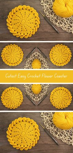 Easy crochet pattern for the cutest flower coasters. Perfect for all skill levels. Adds whimsy to home decor. Crochet Table Mats Free Patterns, Crochet Flower Coasters Free Pattern, Crochet Coasters Free Pattern Easy, Crochet Coaster Pattern Free, Easy Crochet Coasters, Crocheted Coaster, Crochet Coasters Pattern, Crochet Objects, Business Crochet