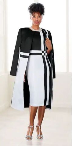 #ad Find ideas and inspiration for Size 16 Ashro Black White Formal Wedding Church Perry Jacket Dress DEFECTS NOTED, Fashion Dress Jacket Dress For Women, Clergy Women, Dress Designs For Girls, Church Dresses For Women, Church Dress, Wedding Church, Elegant Dresses Classy, Smart Women, Church Dresses