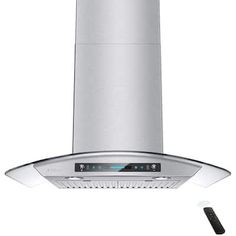 a stainless steel range hood with remote control