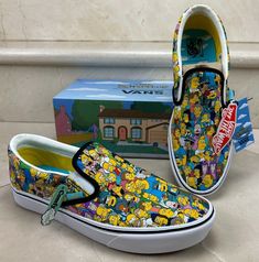 This listing is for a pair of sold out VANS X The Simpsons Springfield Vans! Shoe Style - (The Simpsons) - Springfield - Comfycush Slip-On These shoes are SOLD OUT and should have a place in every Simpsons / Vans collector's home! • Brand New with Tags! • 100% Authentic and Real! • Men's Size 11.0 (Please pay careful attention to shoe size) The shoes in the pictures for this listing are the shoes you will receive! - Please take a good look at them and bid with confidence.  Please Note: These shoes are brand new with tags, but the box it comes with is a bit dirty on the corner as shown close up in the last picture for this listing.  If you have any questions or need any additional pictures please don't hesitate to send a message and I will get back to you as soon as possible.  Thank you, an Vans Shoe, On The Corner, The Simpsons, Shoe Style, Vans Shoes, Close Up, Athletic Shoes, Men's Shoes, Converse