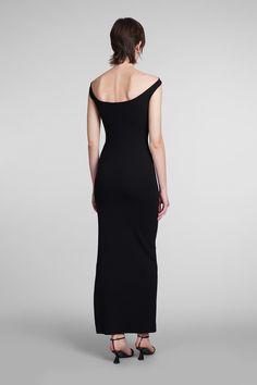 97% cotton, 3% elastane Fitted Elastane Bodycon Dress With Asymmetrical Neckline, Asymmetrical Neckline Elastane Bodycon Dress, Elegant Fitted Cotton Bodycon Dress, Fitted Cotton Maxi Dress For Evening, Fitted Cotton Midi Dress For Party, Courreges Dress, Andre Courreges, Moncler Women, Versace Shop