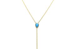 14K Gold Turquoise Pear Lariat Y Necklace 6mm x 4mm Genuine Turquoise Pear Lariat is finished off with a small weighted spike Necklace is 18" with a 4" drop (approx) Designer: Zoe Chicco (with designer tag) Elegant Adjustable Lariat Turquoise Necklace, Elegant Adjustable Turquoise Lariat Necklace, Blue Gemstone Lariat Necklace, Turquoise Lariat Necklace With Adjustable Chain, Elegant Turquoise Lariat Necklace With Adjustable Chain, Elegant Lariat Turquoise Necklace As Gift, Elegant Turquoise Teardrop Pendant Drop Necklace, Elegant Turquoise Lariat Necklace For Gifting, Elegant Turquoise Lariat Necklace As A Gift