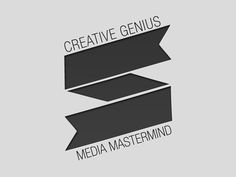 the words creative genius and media master mind are shown in black on a gray background