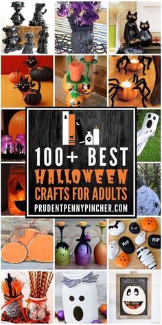 halloween crafts for adults that include pumpkins, jack - o'- lanterns and other decorations