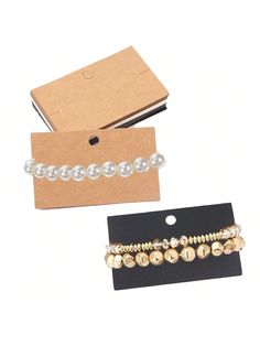 three different types of bracelets with pearls