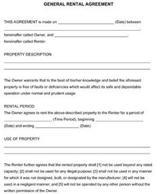 a rental agreement is shown in this document