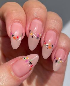 Natural Nails Acrylic, Halloween Maquillaje, Sprinkle Nails, Horror Nails, Retro Nails, Nude Nail Designs, Gel Nails Diy, Polygel Nails, Seasonal Nails