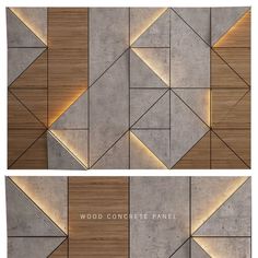 two photographs of wood and concrete panels with the words wood concrete panel written in white