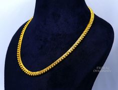 Indian handmade fabulous design craftsmanship girl's wedding necklace chain authentic 22karat yellow gold gifting jewelry from Rajasthan India. Metal-22karat yellow gold. Type- Necklace chain. Marking-22k/916 hallmarking sign. length and weight chart: 10 inches-18.500 grams (Anklet Single). 10.5 inches-19.430 grams (Anklet Single). 18 inches-33.310grams. 20 inches-37.00 grams . 22 inches-40.700 grams . 24 inches-44.400 grams . 26 inches-48.100 grams . 28 inches-51.800(belly chain) 30 inches-55.5 Elegant Yellow Gold Chain Necklace For Festivals, 22k Gold Beaded Chain Necklace As Gift, 22k Gold Beaded Chain Necklaces For Gift, 22k Gold Beaded Chain Necklace For Gift, 22k Gold Necklace With Beaded Chain For Gift, Elegant Beaded Chain Necklace For Festivals, 10 Grams Gold Necklace Indian, 20 Grams Gold Necklace Designs, Indian Gold Necklace Designs