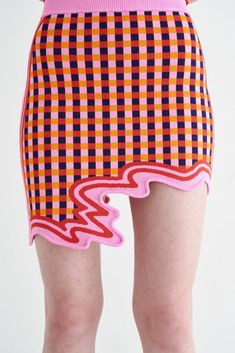 Nova Wavy Border Mini Skirt – PH5 Simple Crop Top, Cold Wear, Knitted Pants, Check Mini Skirt, Funky Dresses, Simple T Shirt, One Tree, Knitwear Design, Colourful Outfits