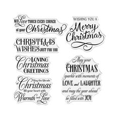 some christmas sayings are shown in black and white