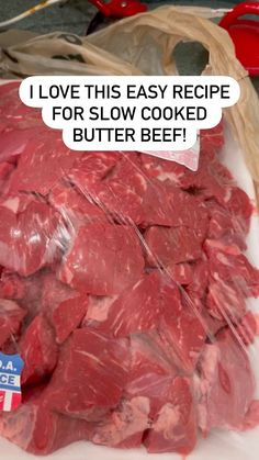 a pile of raw meat sitting on top of a white plate covered in plastic wrap