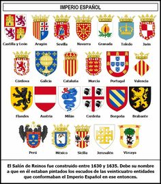 an image of spanish crests and their respective country names in the form of flags