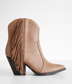 Beast Fashion McKenna Western Ankle Boot - Brown US 8, Women's Taupe Faux leather fringe bootie Side zip detail Cushioned footbed 6 1/2 shaft 3 1/4 heel. All man made materials.. WOMEN'S SHOE SIZE CONVERSION CHART US 5 5.5 6 6.5 7 7.5 8 8.5 9 9.5 10 11 12 EU 35-36 36 36-37 37 37-38 38 38-39 39 39-40 40 40-41 41-42 42-43 UK 3 3.5 4 4.5 5 5.5 6 6.5 7 7.5 8 9 10 *Conversion sizes may vary. Available in whole and half sizes. Apparel & Accessories > Shoes Boot For Women, Easter Fashion, Western Ankle Boots, Fringe Booties, Brown Ankle Boots, Conversion Chart, Shoe Size Conversion, Leather Fringe, Womens Boots Ankle