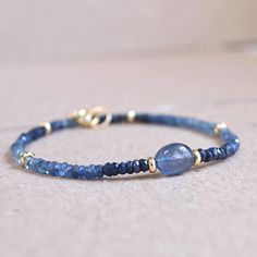 14K Solid Gold: Blue Sapphire Beaded Bracelet, Gold Beaded Bar Bracelet, Dainty Blue Precious Gemstone Bracelet, Fine Jewelry, Genuine - Etsy Handmade Yellow Gold Sapphire Jewelry, Sapphire Briolette Gemstone Jewelry, Blue Birthstone Bracelets In Fine Jewelry Style, Blue 14k Gold Everyday Bracelets, Blue Birthstone Bracelets Fine Jewelry, Round Sapphire Bracelet, Blue Kyanite Round Bead Jewelry, Dainty Blue Sapphire Jewelry, Everyday Sapphire Birthstone Jewelry