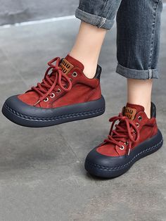 Sku CY-!128990 Material Cow Leather , Rubber Feature Round-Toe , Tied Occasion Vintage , Leisure Fashion Seasons Spring , Autumn , Winter Type Booties , Shoes Color RED,COFFEE,DEEP GREEN Size US 6 | EU 36 2/3 | UK 4 | CN 36,US 6.5-7 | EU 37 1/3 | UK 4.5 | CN 37,US 7.5 | EU 38 | UK 5| CN 38,US 8 | EU 38 2/3 | UK 5.5 | CN 39,US 8.5 | EU 39 1/3 | UK 6 | CN 40 Winter Typ, Booties Shoes, Oxford Boots, High Top Boots, Round Toe Shoes, Leisure Fashion, Leather High Tops, Barefoot Shoes, Western Cowboy Boots