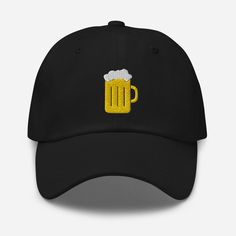 "Sip in style with our Beer Embroidered Dad Hat! This unisex adjustable baseball cap is the perfect accessory for beer lovers and bartenders. The Ale Brew Alcohol design is embroidered with precision, making it a unique and stylish addition to any outfit. With a variety of colors to choose from, you'll be sure to find the perfect match for you. Give the gift of a good time with this fun party accessory - the perfect present for birthdays, holidays, or any beer-drinking occasion. Order your Beer Alcohol Design, Beer Drinking, Embroidered Hat, Good Times Roll, Dad Caps, Embroidered Clothes, Embroidered Hats, Beer Lovers, Drinking Beer