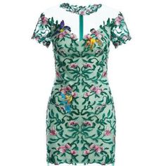 New With Tags. Beautiful Birds Are Embroidered Into It Elegant Green Dress With Floral Embroidery, Spring Green Embroidered Dress For Party, Spring Green Embroidered Party Dress, Spring Party Green Embroidered Dress, Spring Cocktail Dress With Intricate Embroidery, Green Embellished Spring Dresses, Fitted Short Sleeve Dress With Floral Applique, Fitted Mini Dress With Floral Embroidery And Short Sleeves, Green Floral Embroidered Mini Dress For Party