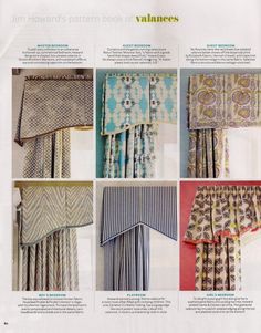 the instructions for curtains and valances are shown in this page, which shows how to make