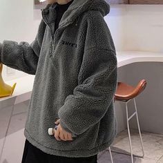 Wiaofellas Stylish Hooded Outwear Solid Color Fleece Men Jacket Loose Plush SweatshirtSize Details: Size: M, Bust: 124cm/48.8", Shoulder: 41cm/16.1", Length: 70cm/27.6", Sleeve: 64cm/25.2" (Approx.) Size: L, Bust: 128cm/50.4", Shoulder: 42cm/16.5", Length: 72cm/28.3", Sleeve: 65cm/25.6" (Approx.) Size: XL, Bust: 132cm/52", Shoulder: 43cm/16.9", Length: 74cm/29.1", Sleeve: 66cm/26" (Approx.) Size: 2XL, Bust: 136cm/53.5", Shoulder: 44cm/17.3", Length: 76cm/29.9", Sleeve: 67cm/26.4" (Approx.) Notes Cozy Gray Fleece Sweater, Winter Fleece Sweatshirt With Fleece Lining, Fleece Sweater With Pockets For Winter, Winter Fleece Sweatshirt, Warm Long Sleeve Fleece Sweatshirt, Warm Hoodie With Cozy Fit And Long Sleeves, Gray Fleece Sweatshirt For Cold Weather, Warm Cozy Fit Long Sleeve Hoodie, Warm Cozy Fit Hoodie With Long Sleeves