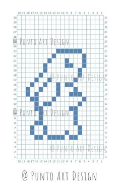 a cross stitch pattern with the words punto art design written in blue on it