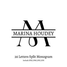 the logo for marina houdey 26 letters split monogram