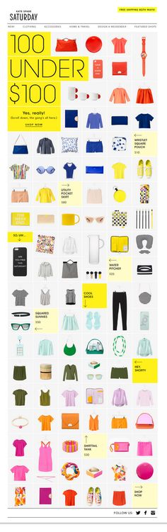 the poster shows different types of clothing and accessories in various colors, sizes and shapes