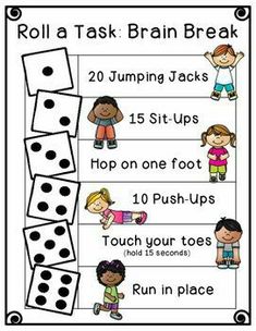 roll a task brain break for students to practice their numbers and counting them on the number line