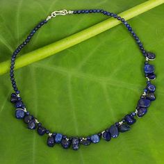 Lapis lazuli beaded necklace, 'Bold in Blue' - Fair Trade Lapis Lazuli Bead Necklace with Silver Clasp Grey Pearl Necklace, Pearl Strands Necklace, Lapis Lazuli Necklace, Lapis Lazuli Beads, Quartz Bracelet, Unique Handmade Jewelry, Blue Necklace, Necklace Sizes, Jewelry Gift Box