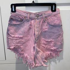 Levis Pink And Purple Distressed High Waisted Jean Shorts Size Xs Pink High Waist Denim Jean Shorts, Pink Fitted High-waist Jean Shorts, Pink High-waisted Jean Shorts For Summer, Trendy Purple Cotton Jean Shorts, Pink High-waist Denim Jean Shorts, Purple Jeans, High Waisted Jean Shorts, Levi Shorts, High Waist Jeans