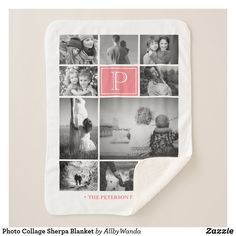 the personalized blanket is shown in black and white