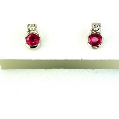 Royal 14K White Gold Ruby & Diamond Earrings - Timeless Elegance with Vibrant Passion Ruby Diamond Earrings, Romantic Dinner, Royal Jewelry, Ruby Diamond, Deep Red, Diamond Shapes, Stone Color, Round Diamonds, Timeless Elegance